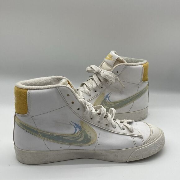 Youth Size 7Y Nike Blazer Mid ‘77 GS ‘Brushstrock White Leather Skate Sneakers - Picture 6 of 9
